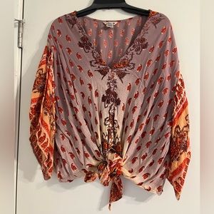 Lola P. • boho front tie top • pink